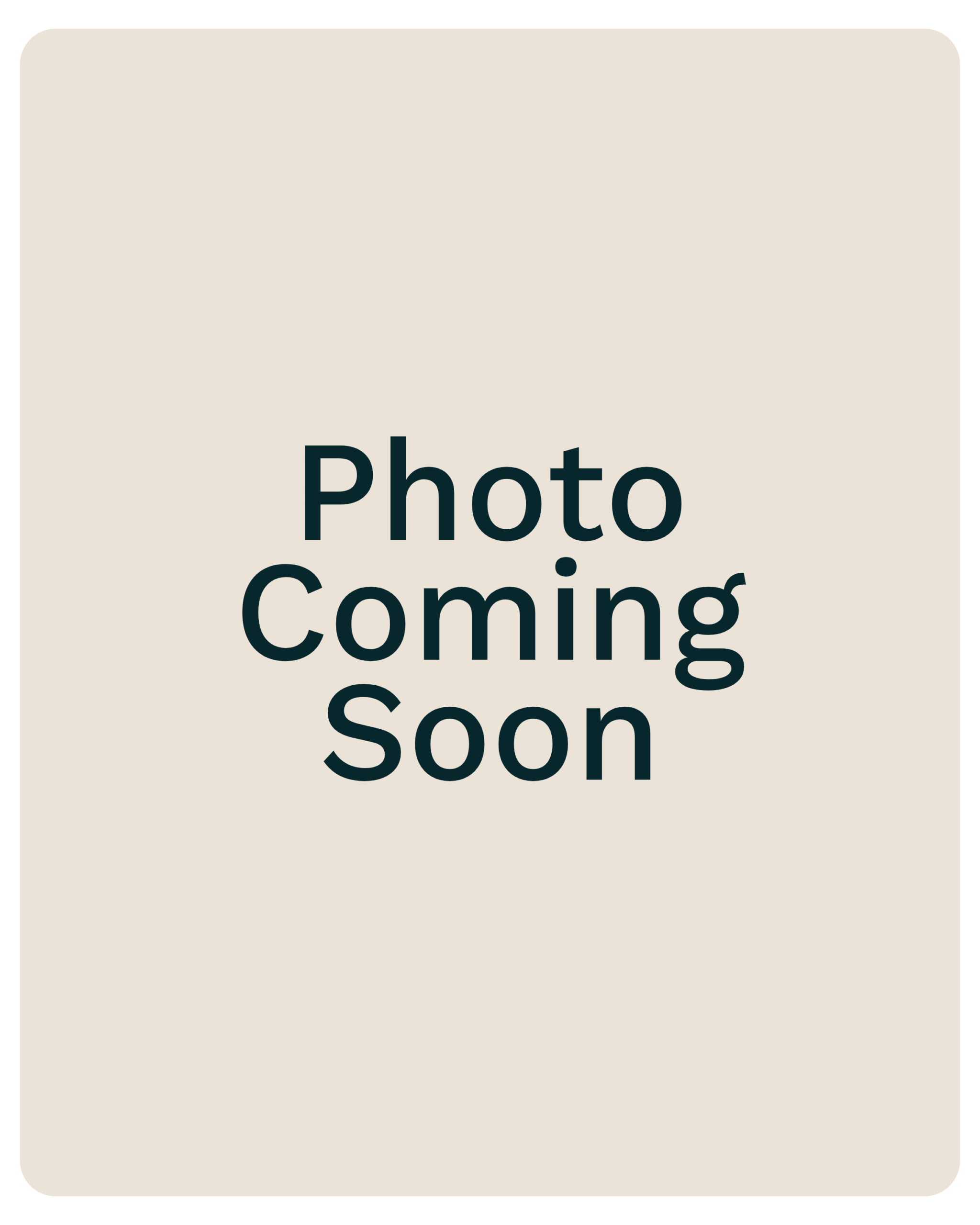 Isabella Buckley LPC Beige rounded-rectangle placeholder card with large text reading 'Photo Coming Soon'.